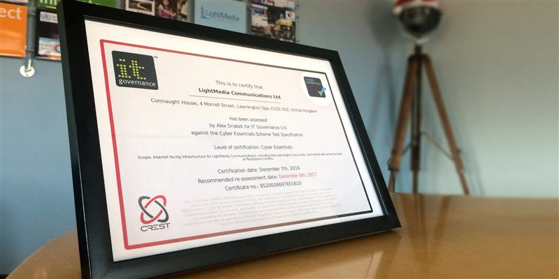 LightMedia are Cyber Essentials Certified